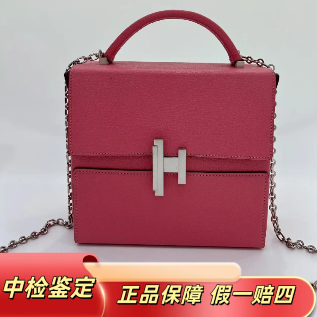 95新 Hermes/爱马仕 98新Cinhetic18秀款盒子包 山羊皮 银扣C刻
