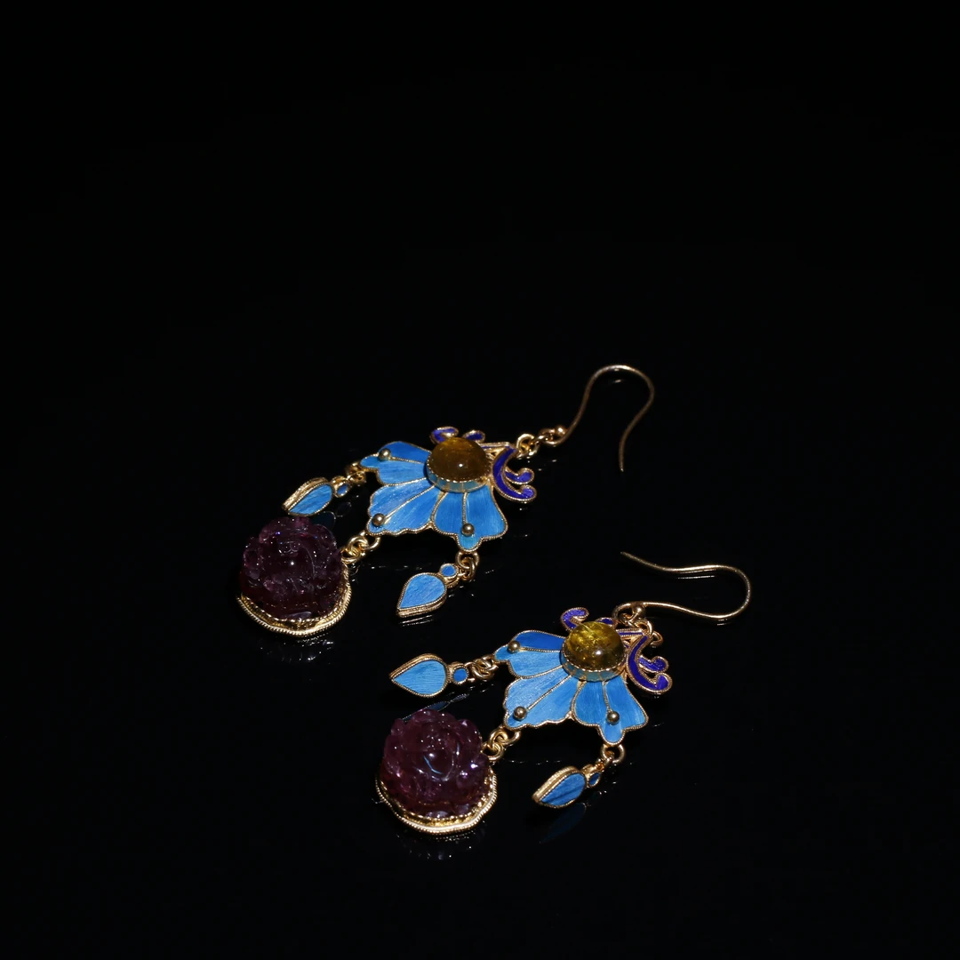 宫廷首饰/碧玺耳坠/宫廷密宝禄/北京益州文物商店