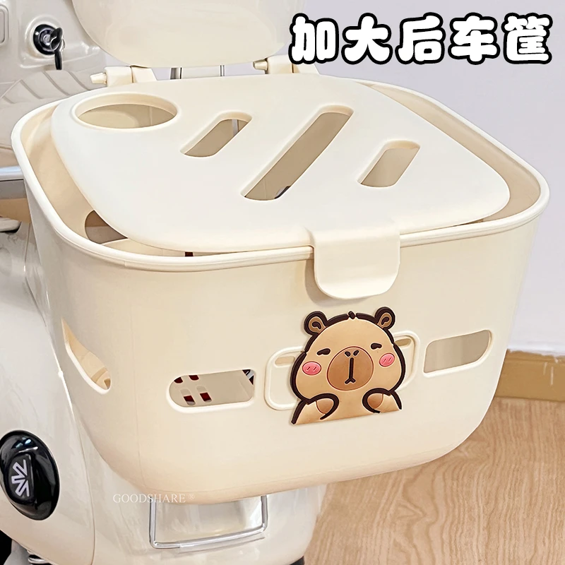 电动车后置车筐2025新款可爱卡通卡皮巴拉电瓶车大容量前车篓篮子