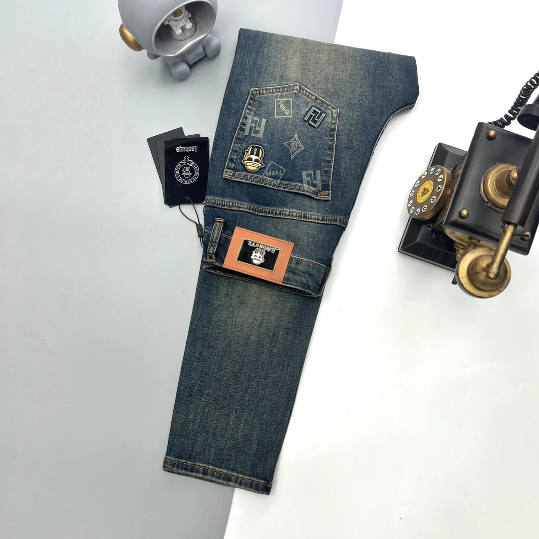 【8018】春季新款男士弹力休闲水洗牛仔百搭修身小直筒长裤