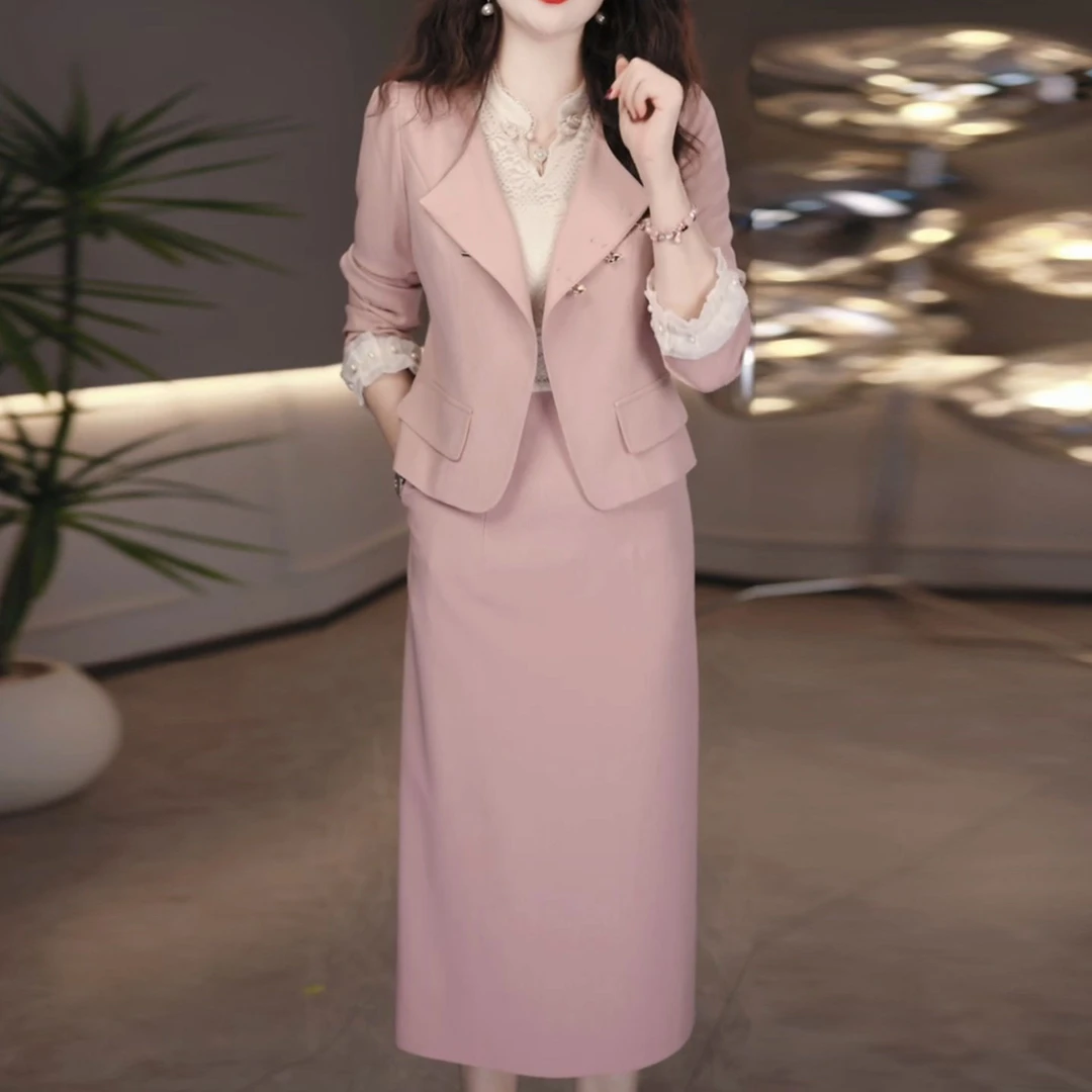 勇华气质轻奢小香风时尚套装2025新款春秋修身高级感两件套连衣裙