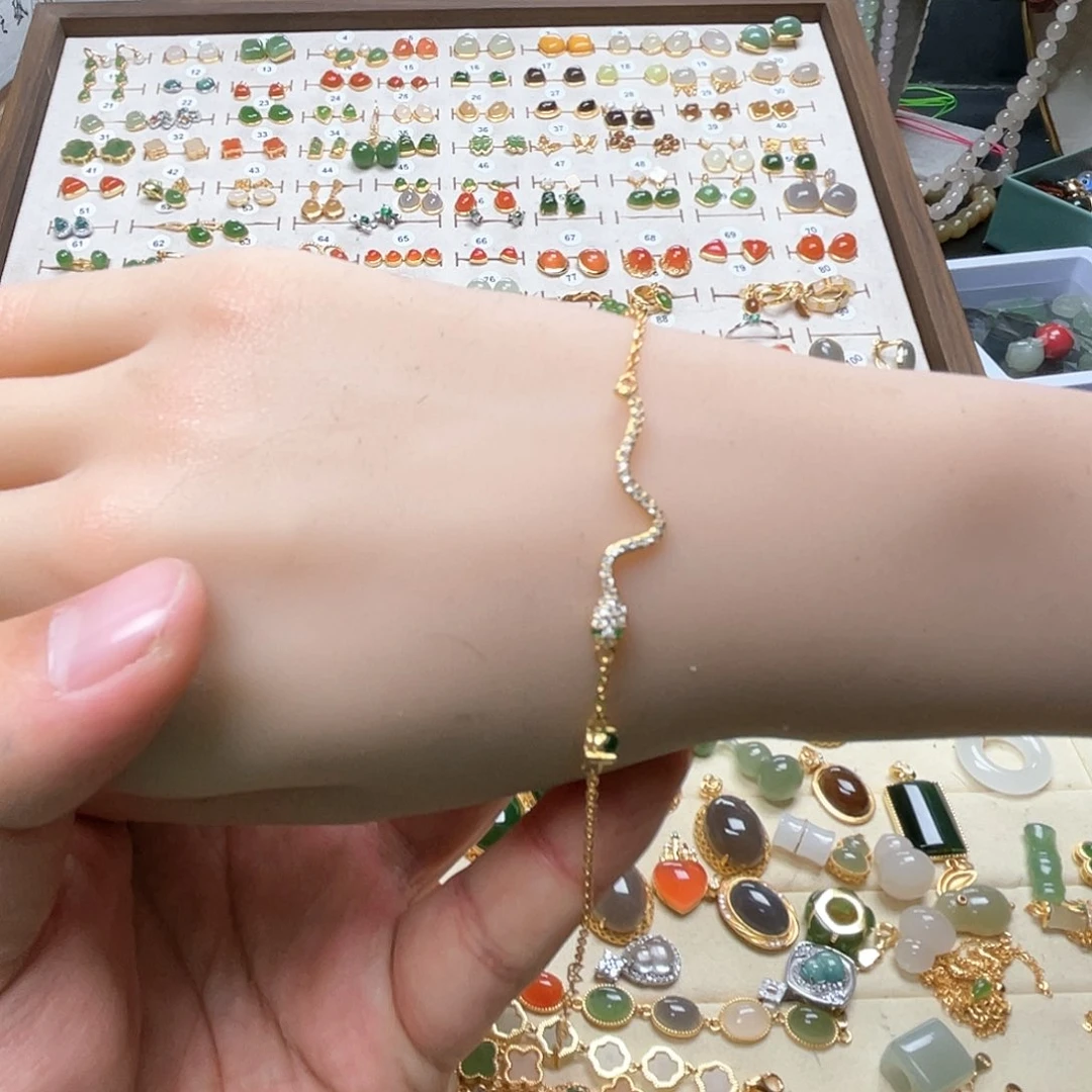 和田玉手链银S925镶嵌