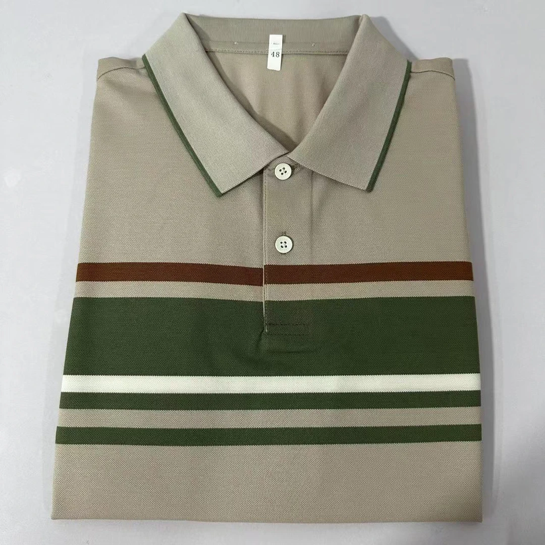 1270【冰丝顺滑】翻领条纹Polo衫男 夏季凉感舒适透气莱赛尔短袖