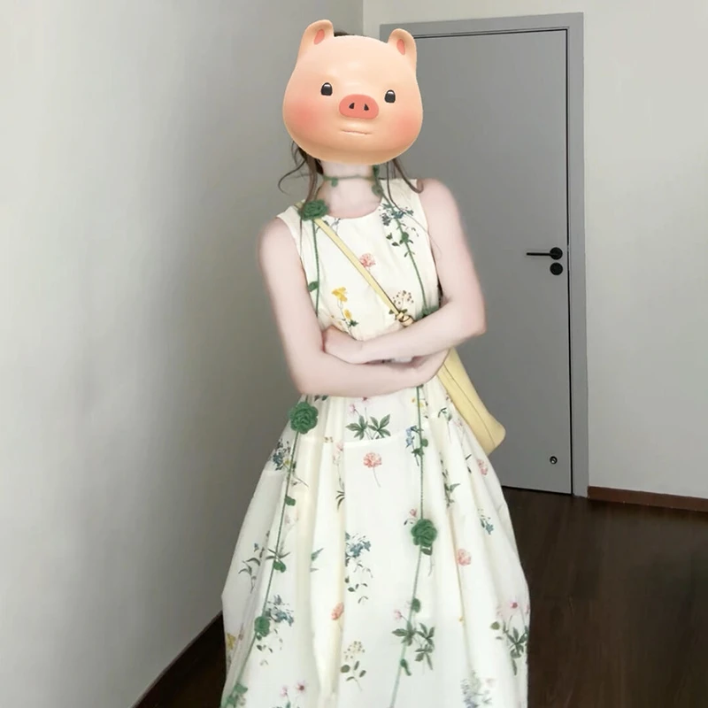 2520夏日绝美无袖背心碎花连衣裙子女2025新款春季小个子气质长裙