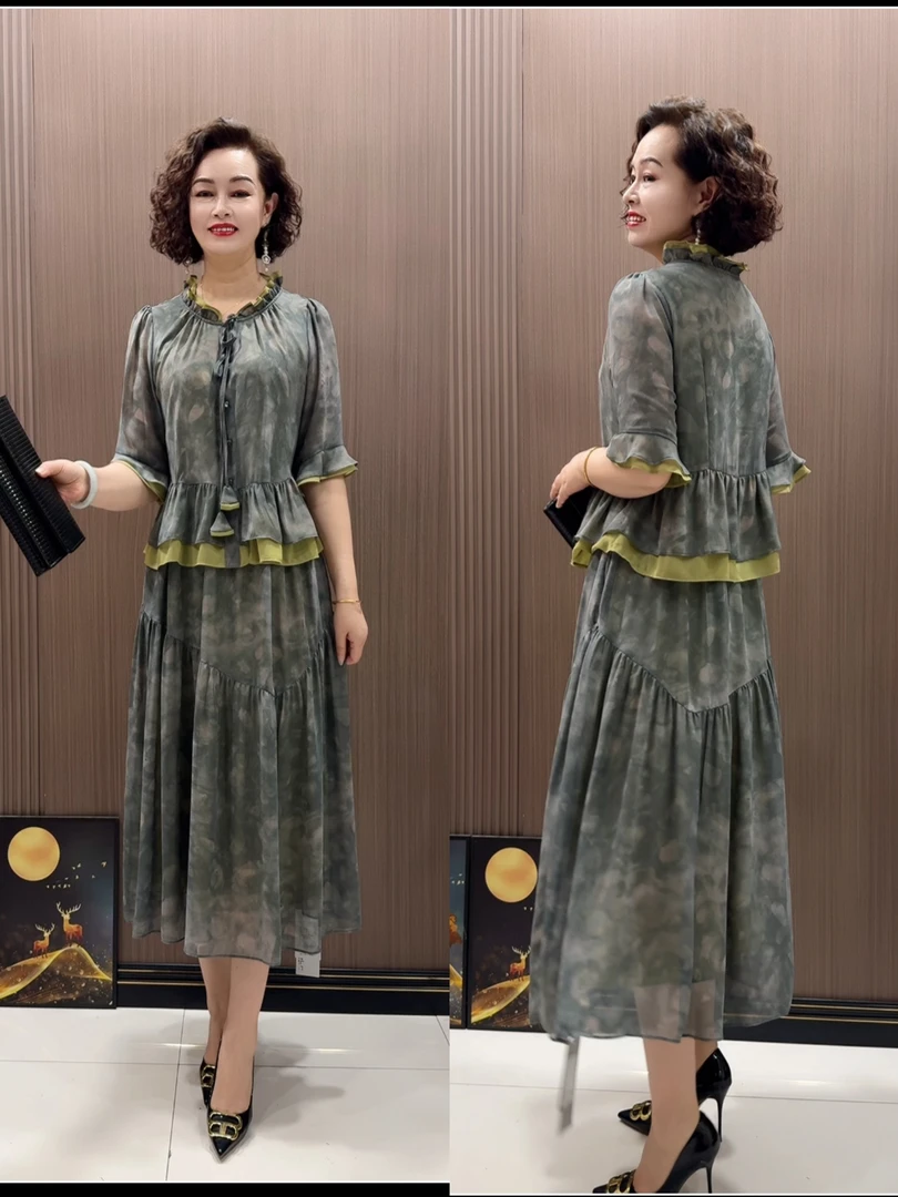 A098款时尚气质洋气百搭拼接夏季宽松减龄休闲连衣裙