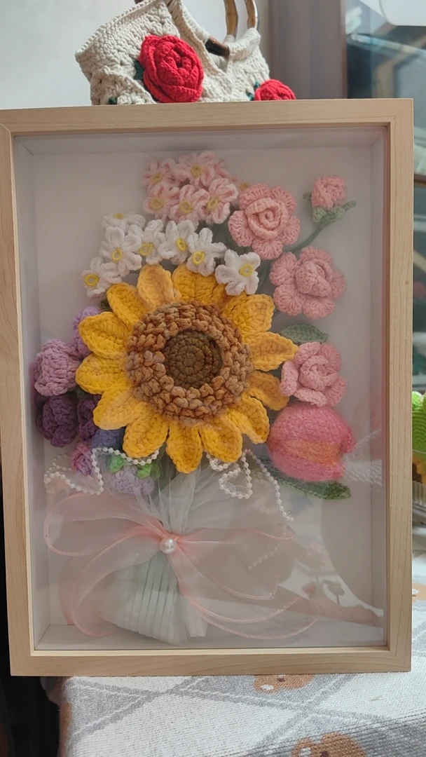 创意手工DIY相框家用便携花束摆件生日粉色七夕礼物送女友紫色