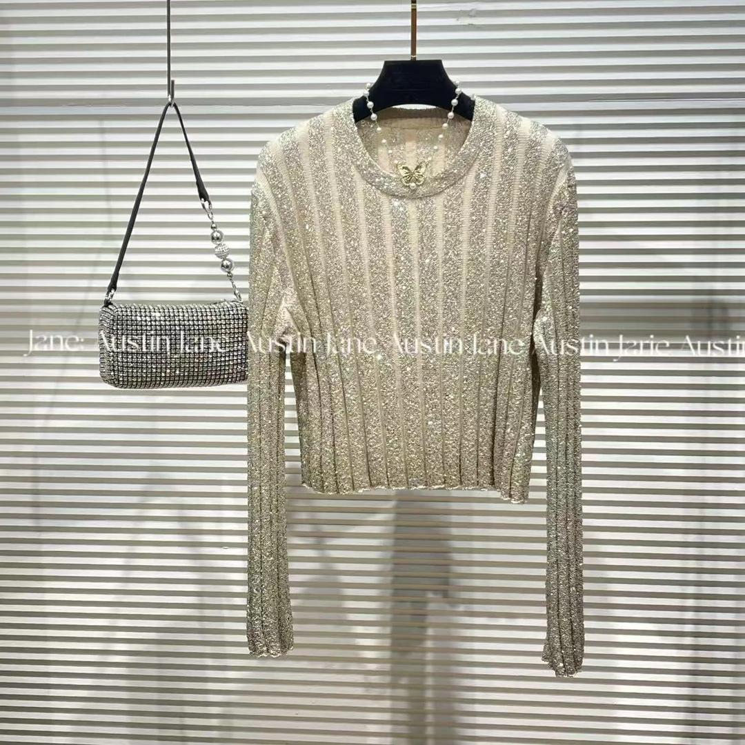 Jane Austin •（泡芙）2025轻奢重工设计师百搭显瘦款上衣女毛衣