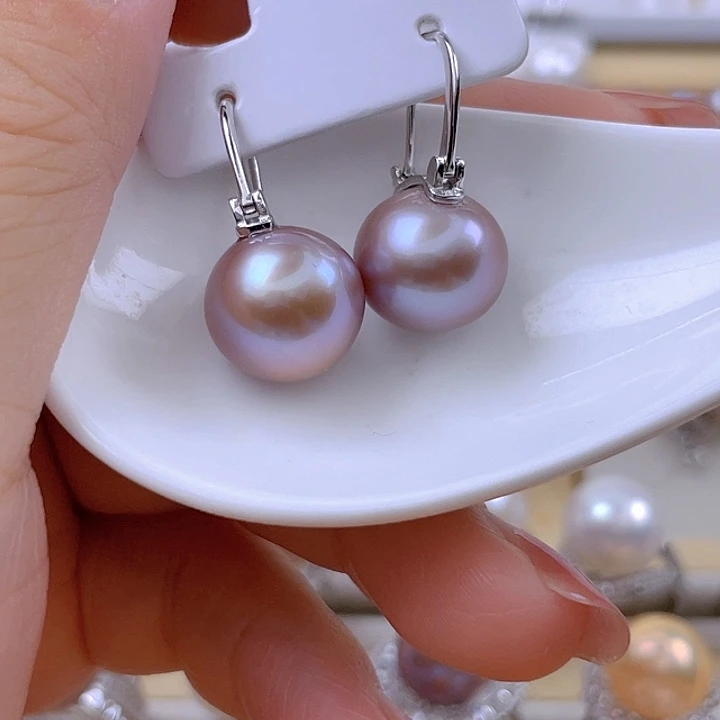 用***6淡水珍珠耳饰银S925镶嵌