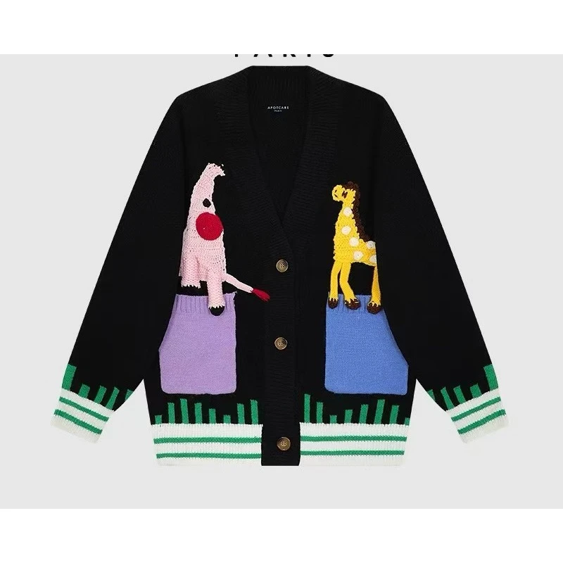 MY291法国APOTCARE官网 重工童趣玩偶开衫毛衣女2024冬季新款