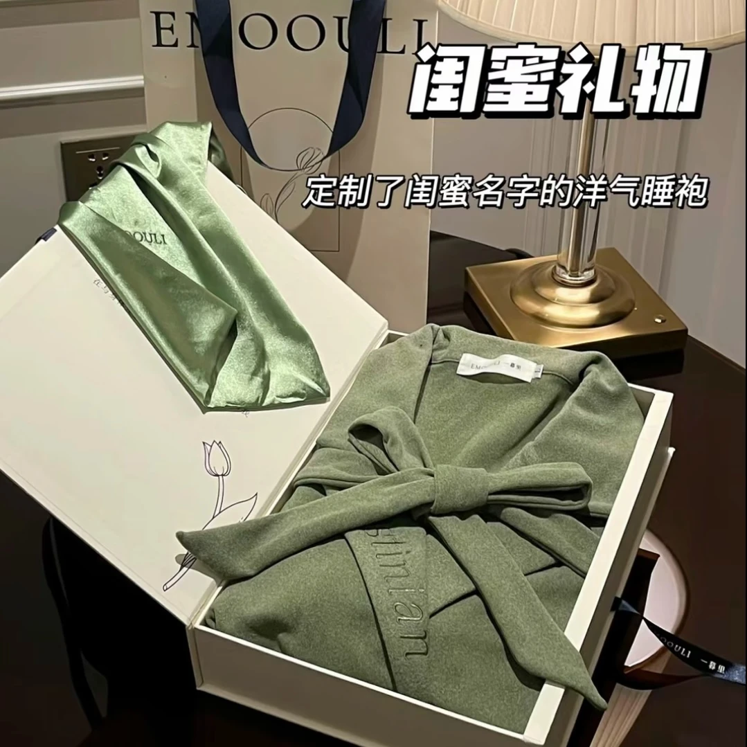 一暮里城市系列新中式睡衣女冬加厚加绒长款三色睡袍冬款保暖