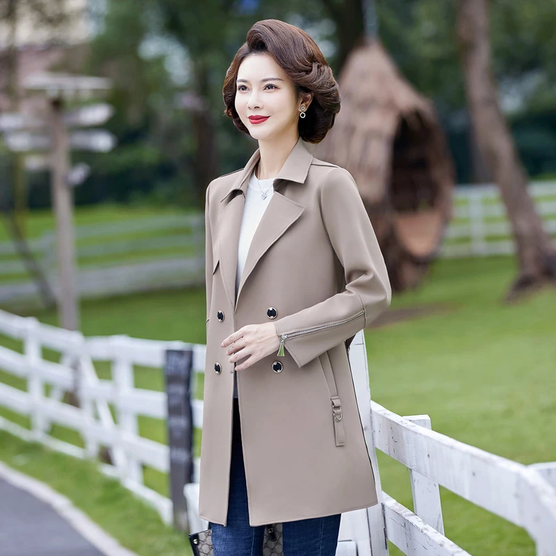 宽松型上衣女装秋装外套中长款风衣中老年妈妈时尚FZY减龄洋气岁
