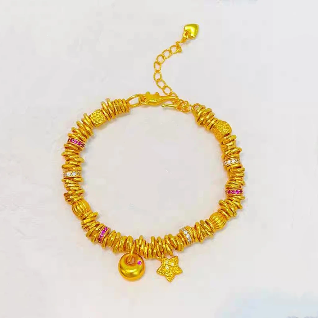 铜合金手链 铜合金高保色新款星星盘缠手链串珠轻奢女款手串饰品