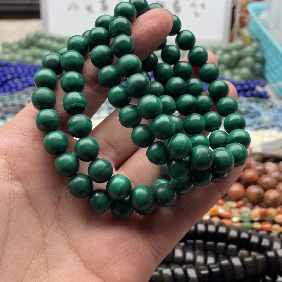 玛瑙/玉髓合金珠宝半成品一条装卡9+mm孔雀石圆珠手串