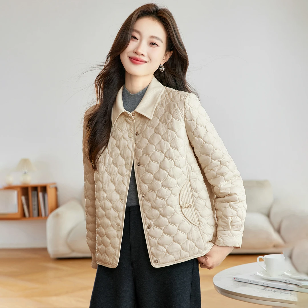 时尚轻薄超好看夹棉棉衣外套女秋冬2025新款宽松休闲翻领棉服棉袄