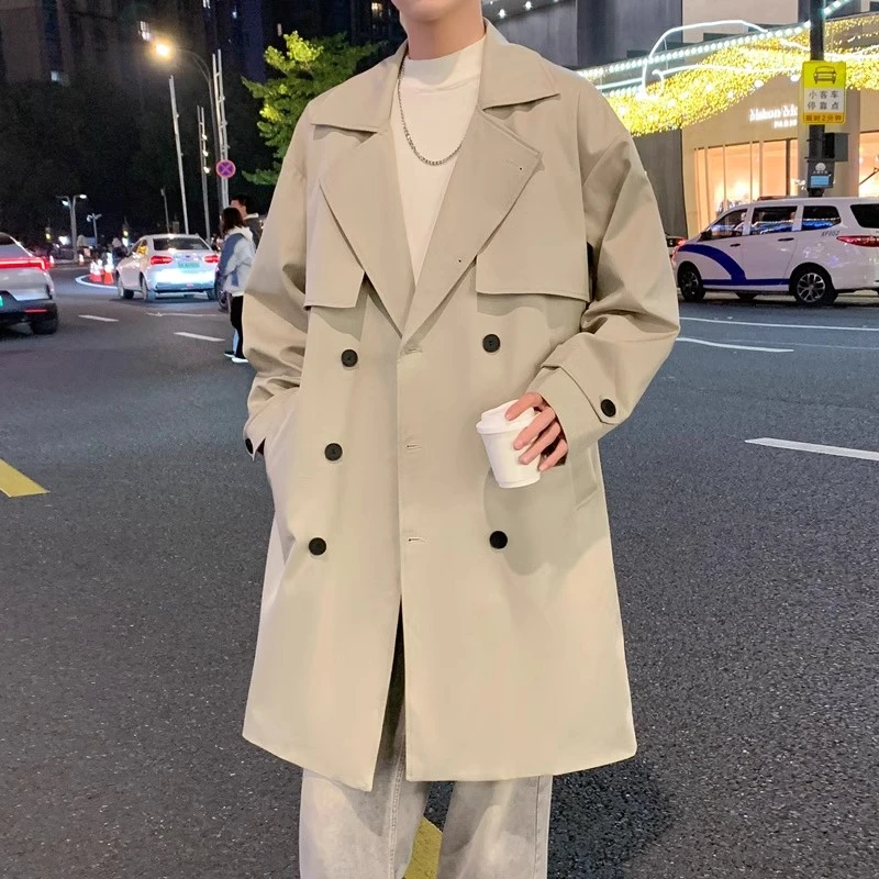 初春季中长款成熟稳重男士外套2025新款春秋韩版大衣休闲潮流风衣