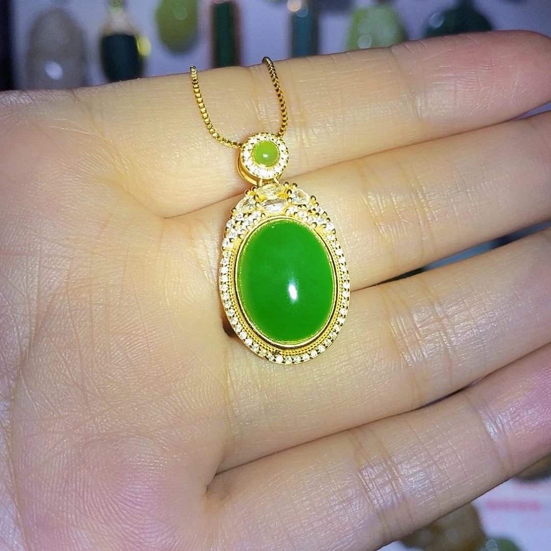 和田玉银S925镶嵌颈饰