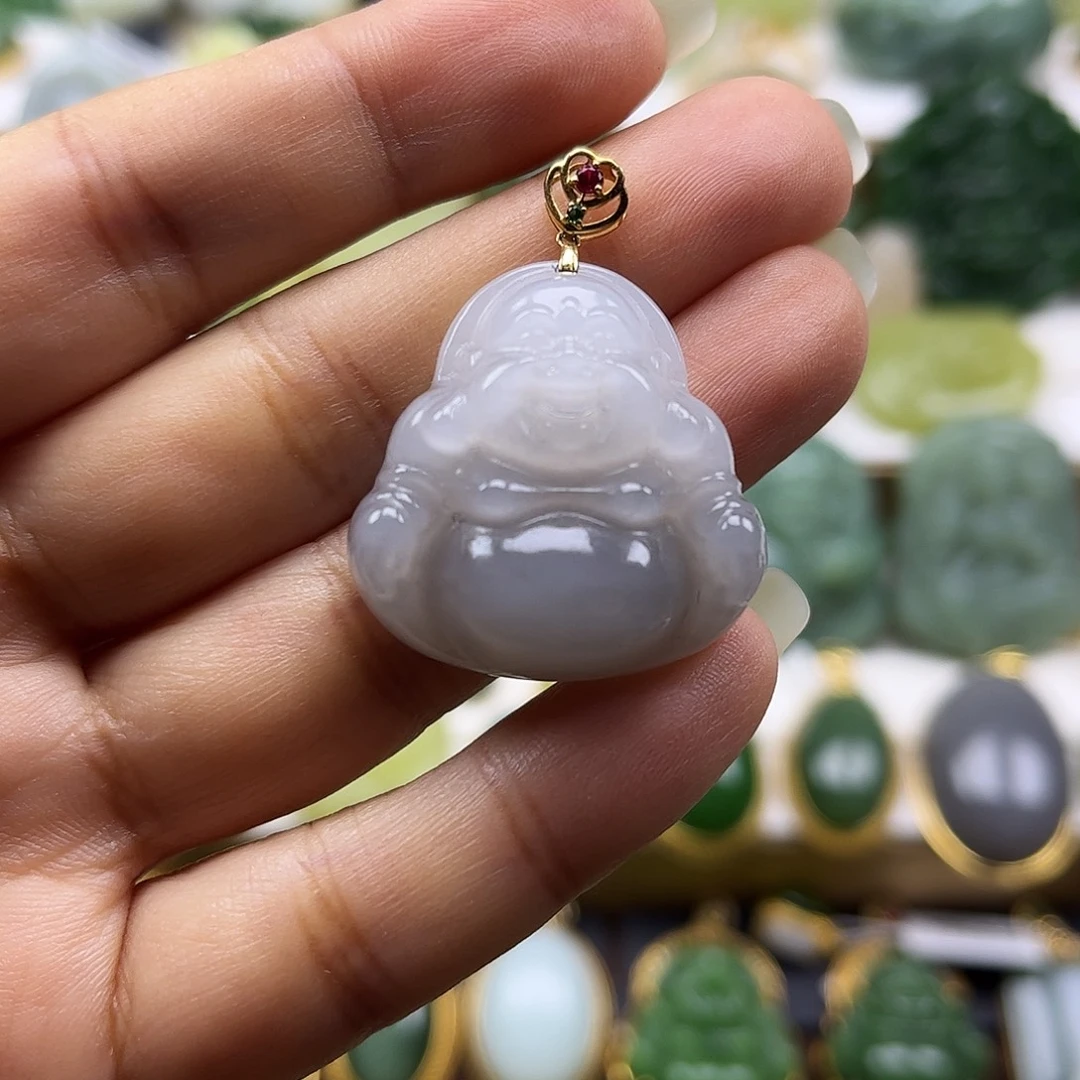 和田玉18K金镶嵌颈饰