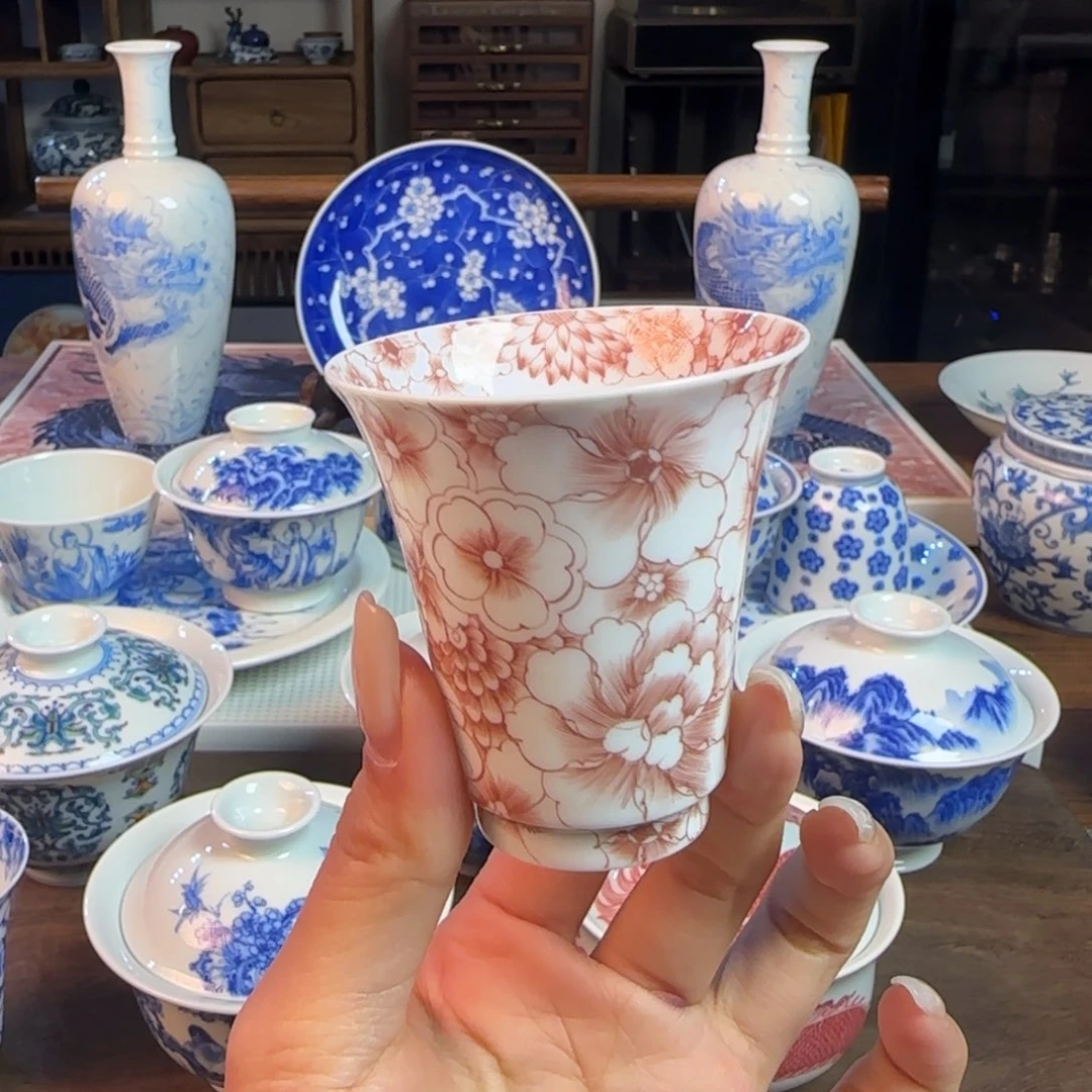 名窑口 超薄胎万花闻香杯