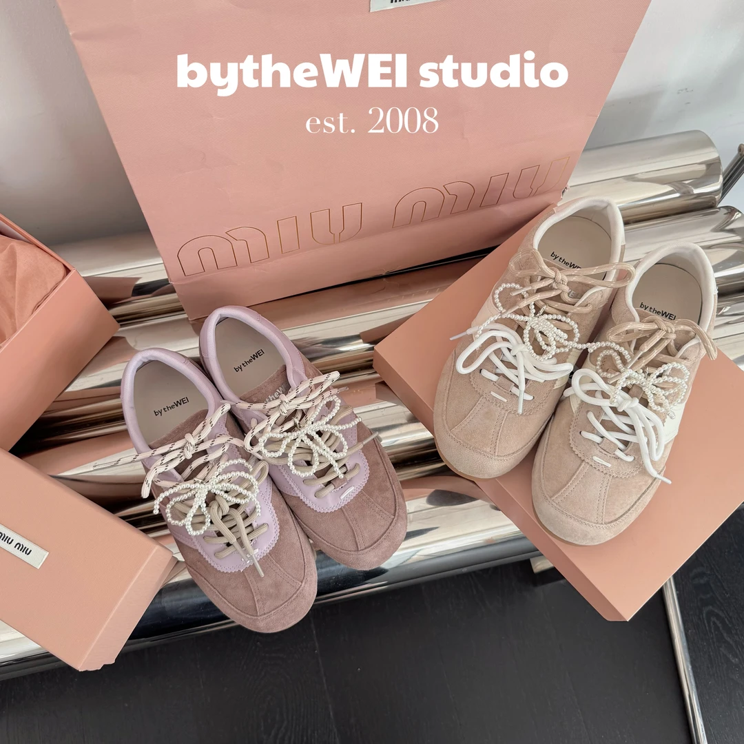 bytheWEI自制【淡颜系德训】2025年春季新款真皮女低跟德训鞋