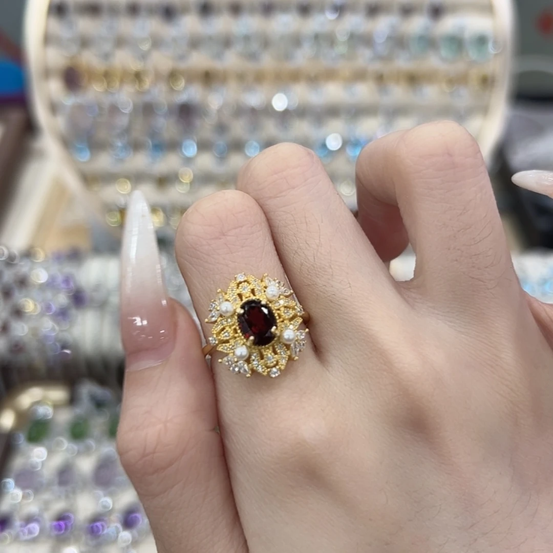 少***我石榴石银S925镶嵌戒指