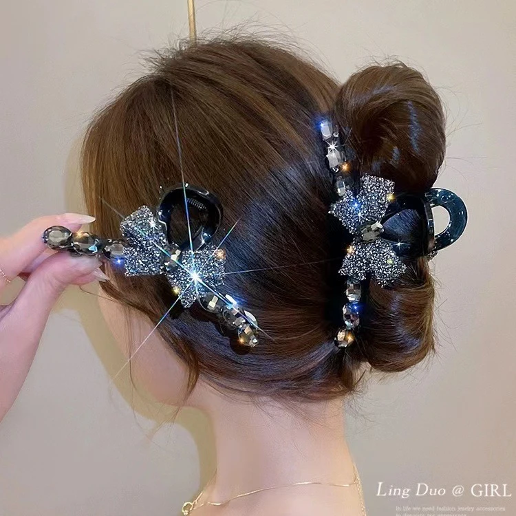 满钻蝴蝶结大号抓夹女高级感盘发发夹2025网红夏季新款后脑勺头饰