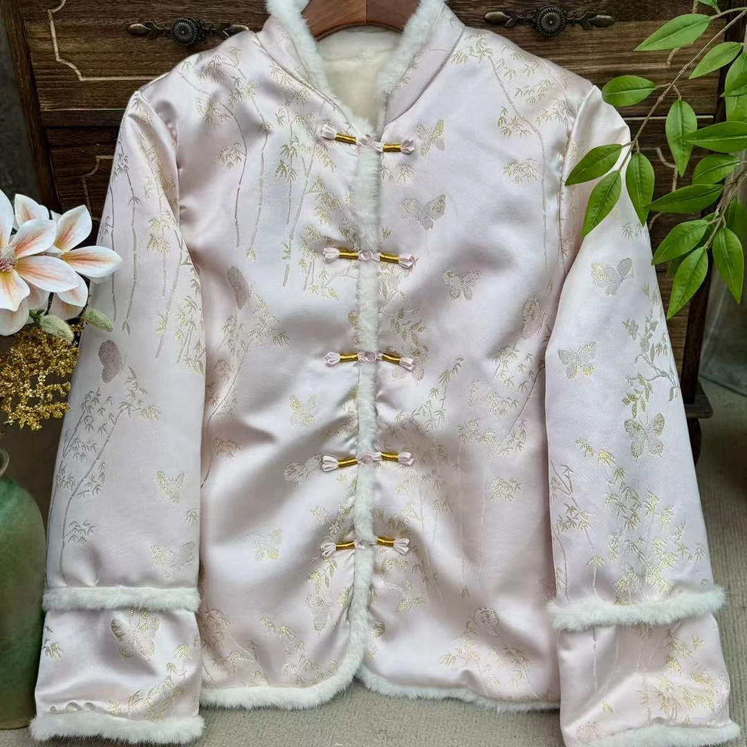 【蝶舞芳丛-棉服】新中式立领加厚刺绣保暖冬季国风棉服外套