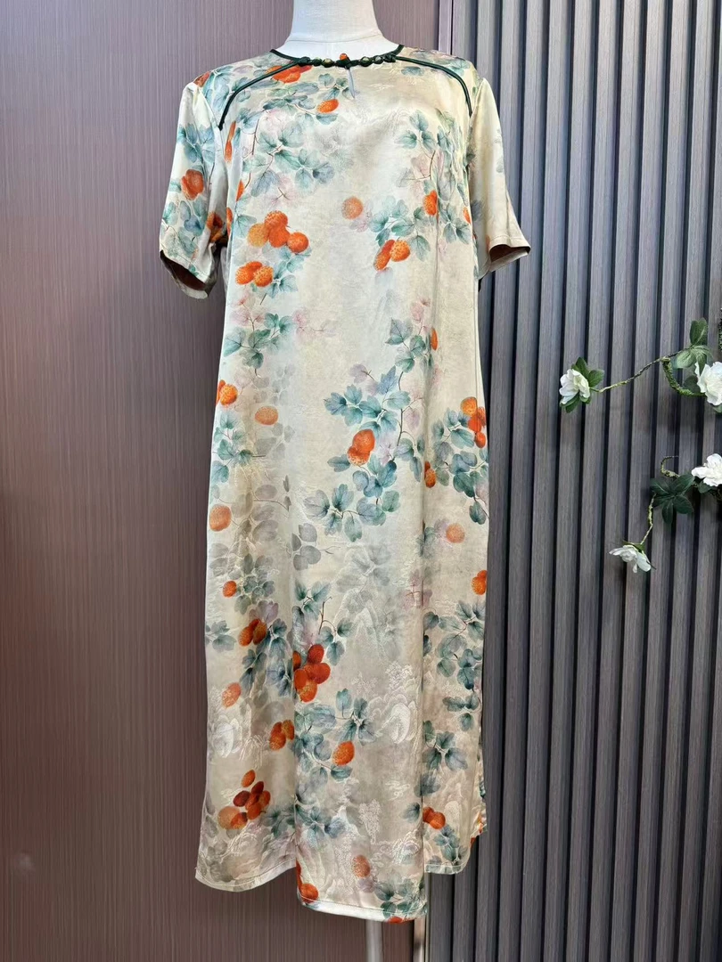 【柿柿如意-连衣裙】桑蚕丝夏季仙气印花气质显瘦国风款