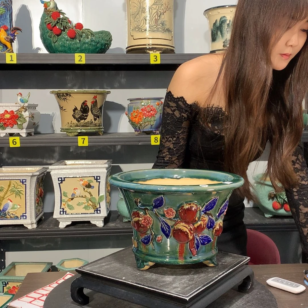 木***森高温烧制石湾盆瑕疵