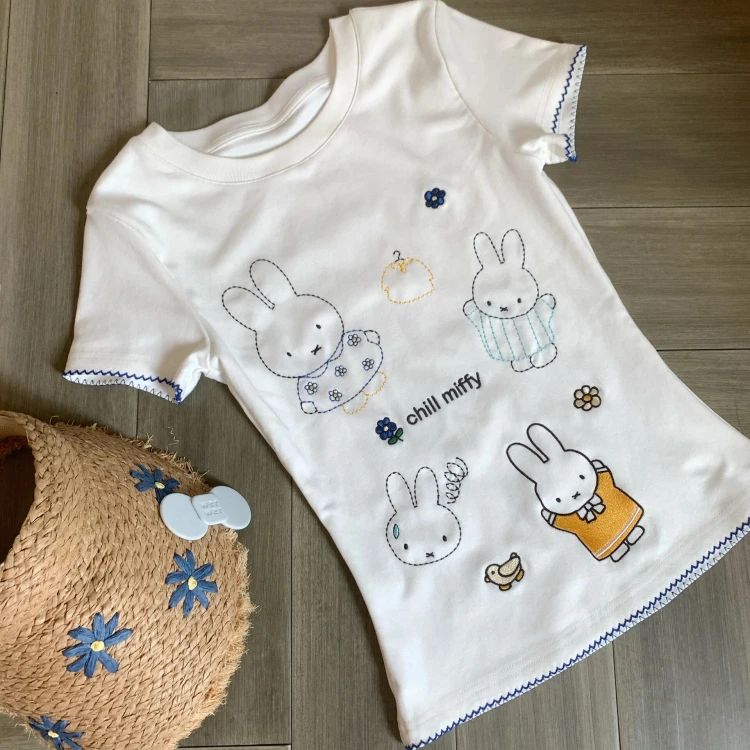 可爱卡通米菲兔印花短袖睡衣女款2025夏季新款T恤上衣内搭打底衫