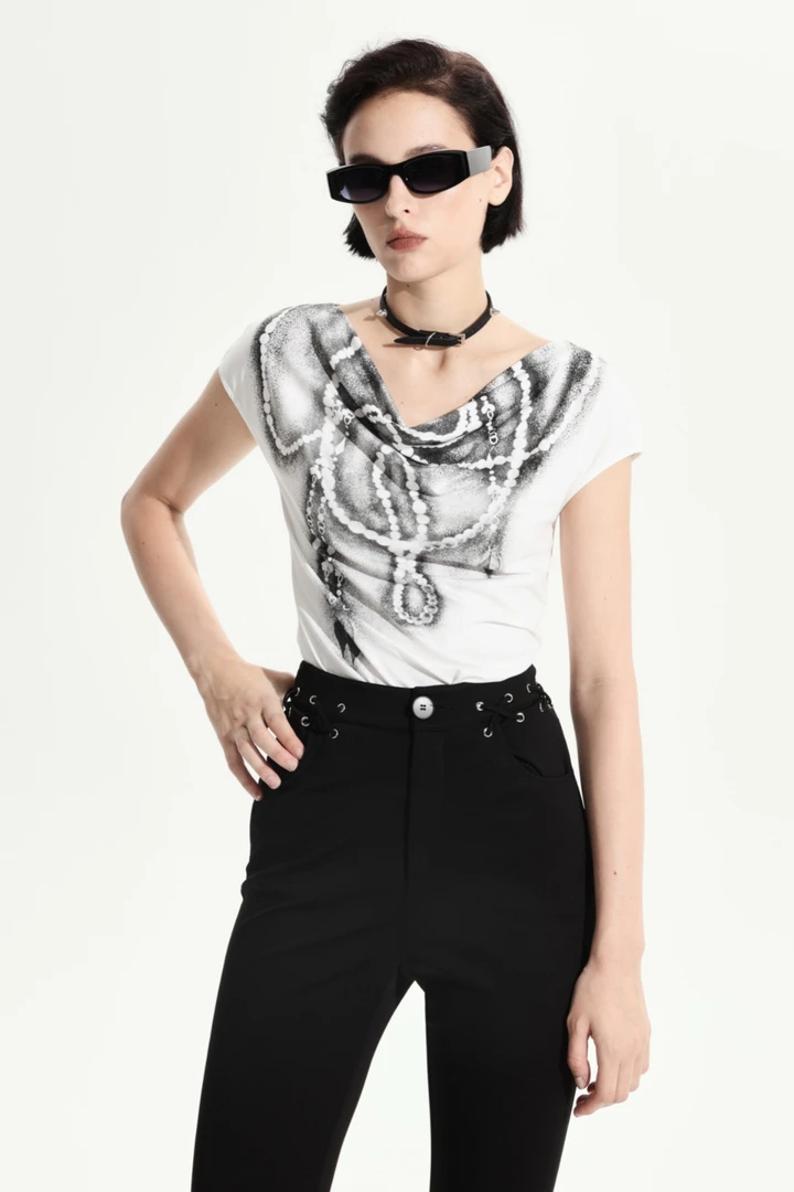 UHOT/诱货设计师品牌25春夏 黑白印花短袖T恤 ganjue买手店