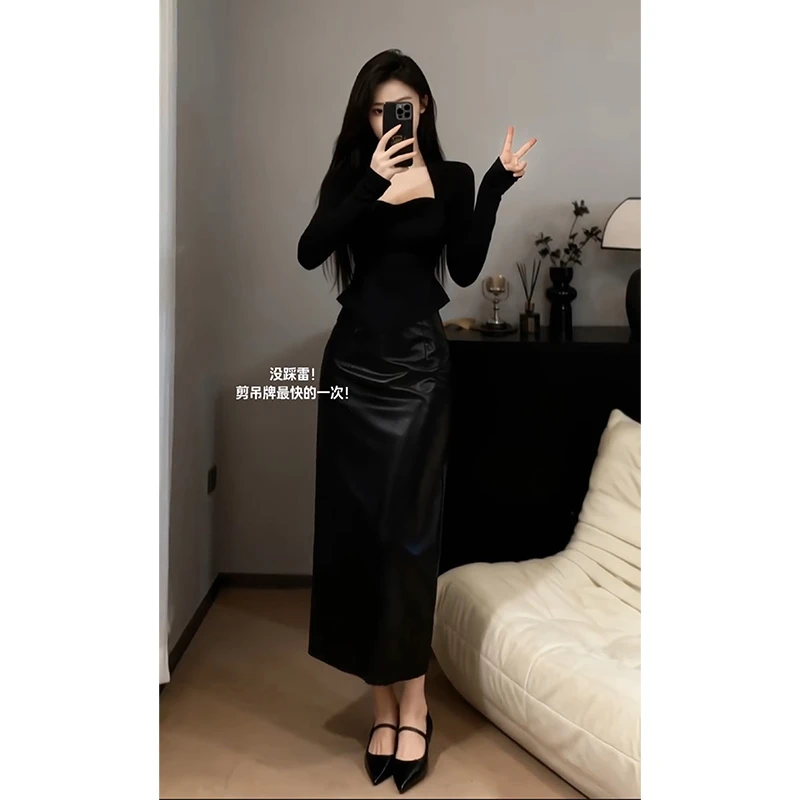 MARIE.COCO纯欲风掐腰显瘦气质上衣女高腰显瘦包臀半身裙时尚套装