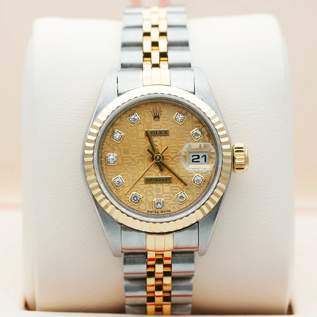 99新 Rolex/劳力士 日志79173间黄金原盘原钻26mm自动机械女表
