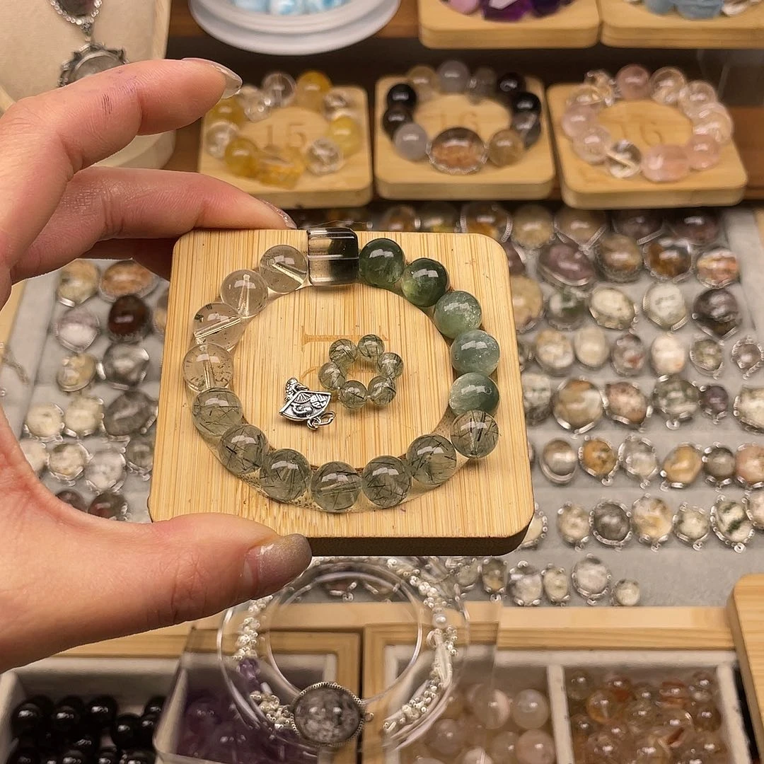 烟晶手链合金p**u水晶