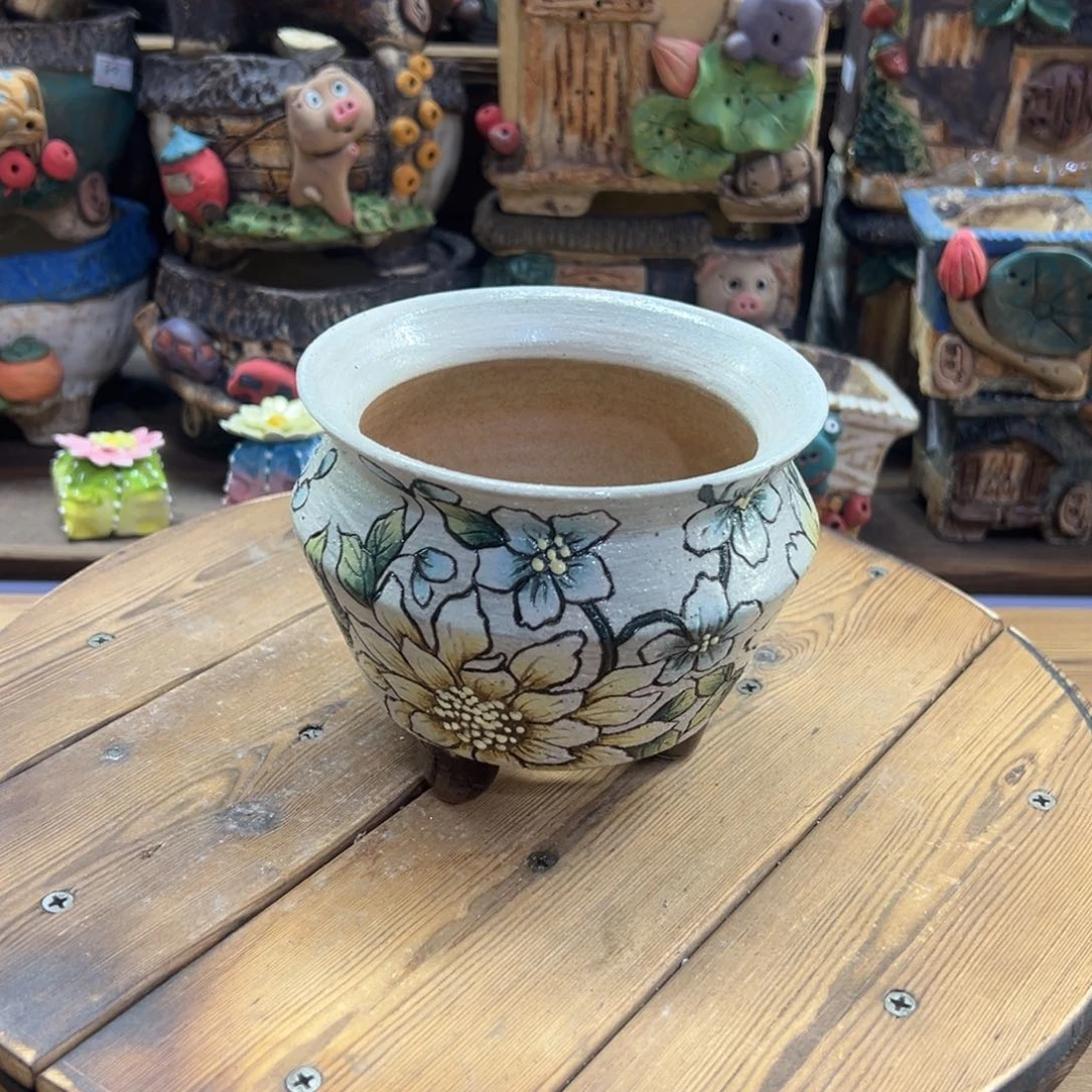 红陶特价手绘多肉花盆