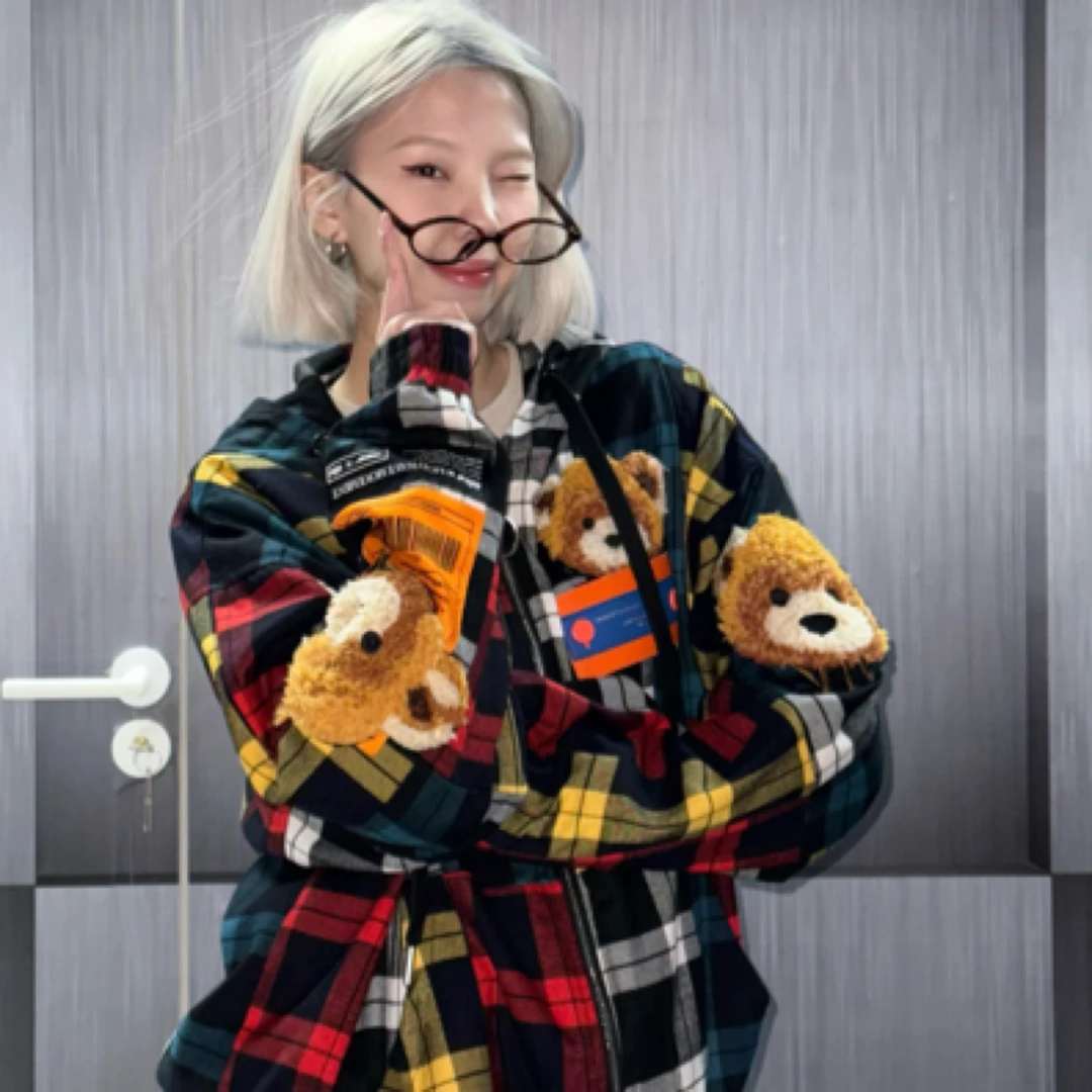 OOXOO潮汇｜MWM设计师潮流小熊格子外套拉链