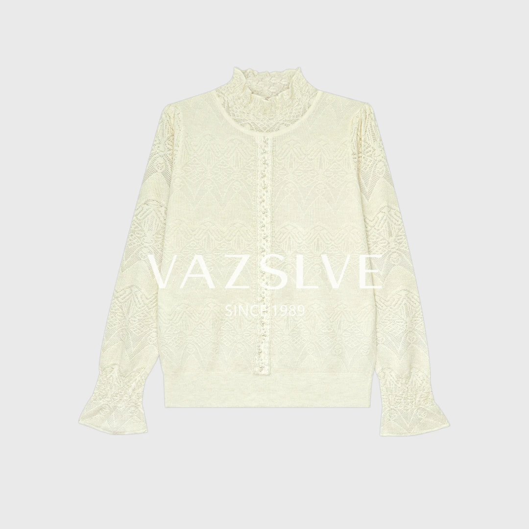 【VAZSLVE/全新奢品】捡漏秋冬小清新蕾丝提花保暖毛衣MY39954