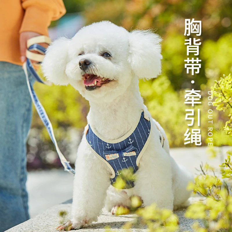宠物用品亚马逊新款狗狗牵引绳套装背心式蝴蝶结胸背带猫咪牵引绳