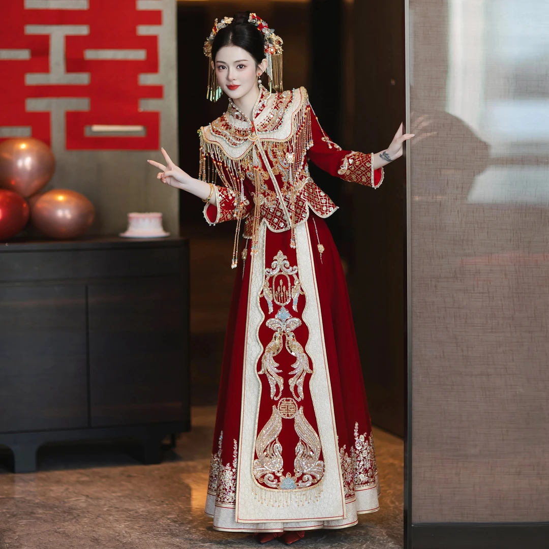 重工秀禾服婚服2025新款中式新娘礼服高端嫁衣出阁大码胖mm200斤