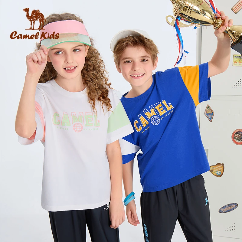 骆驼儿童短袖2025年春夏新款男童凉感中大童冰丝打底透气上衣P015