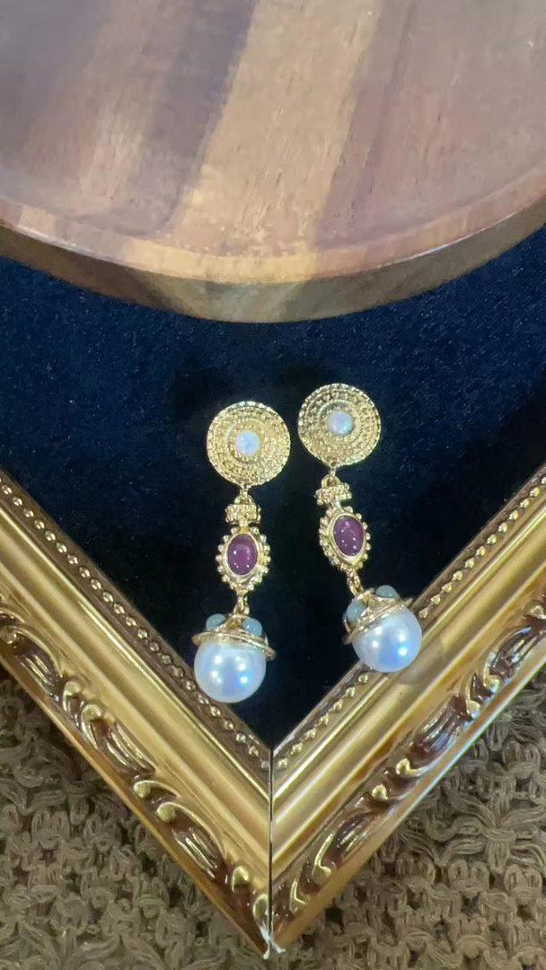 合金琉璃耳饰 气质时尚复古法式耳饰493