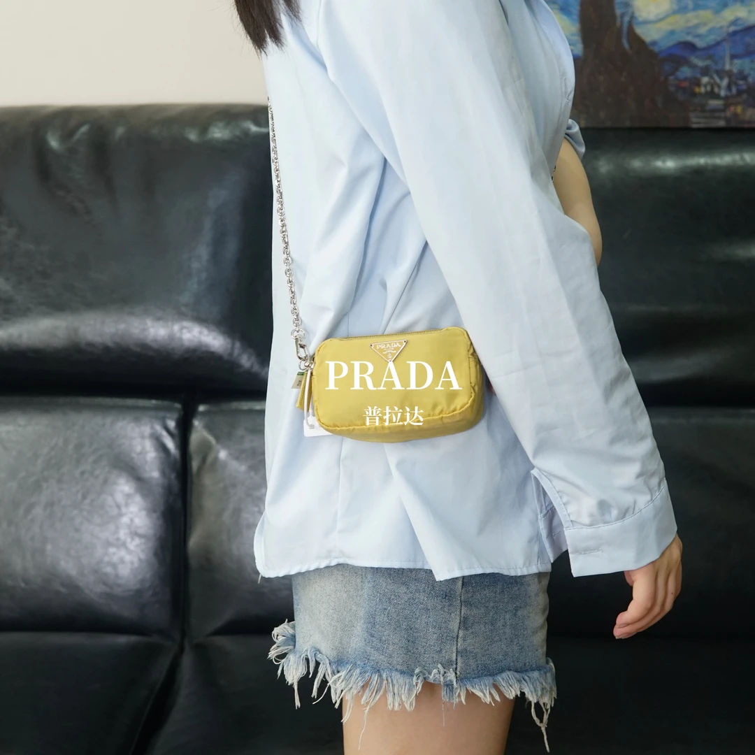 95新 Prada/普拉达 黄色链条包/FYYW05215681/5681