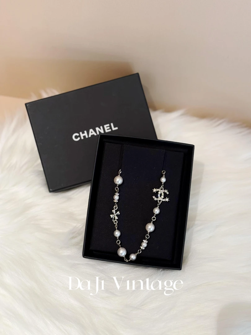 99新 Chanel/香奈儿 chanel香奈儿珍珠雪花双c项链
