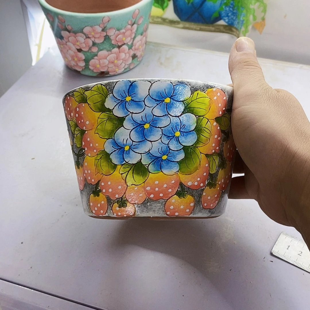 紫砂花盆手绘花盆满28包邮