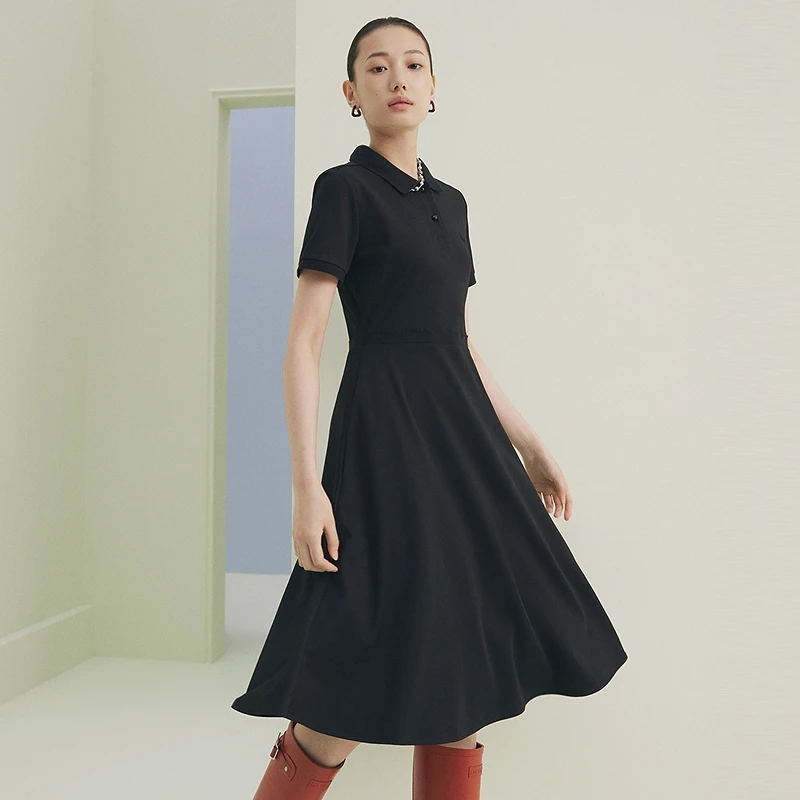 FS法式优雅polo领收腰短袖针织连衣裙女25夏新款4639A