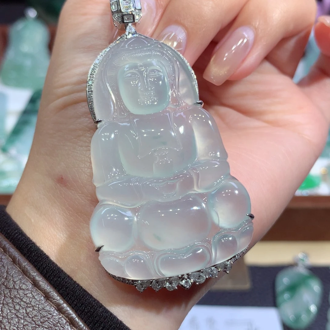 吊坠(不含链)18K金镶嵌翡翠
