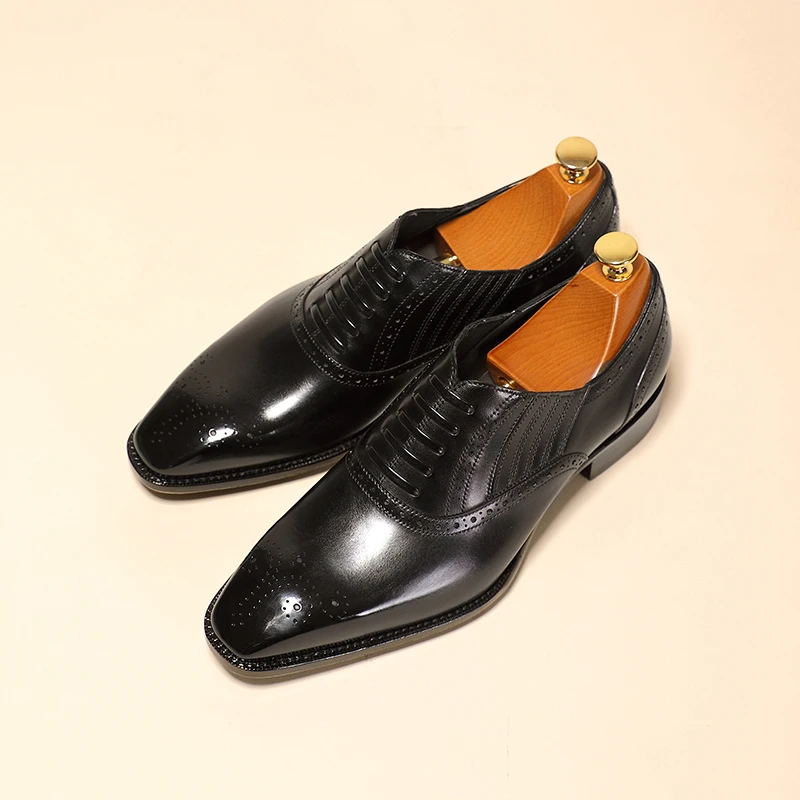 琴底手工皮鞋男爵世家Leon lazyman商务正装英伦风一脚蹬牛津鞋