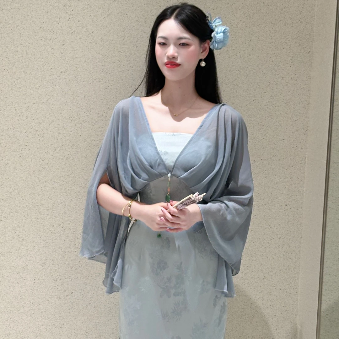 LHMknk1画报夫人原创国风新中式夏季显瘦仙女裙 蓝波仙子不退不换