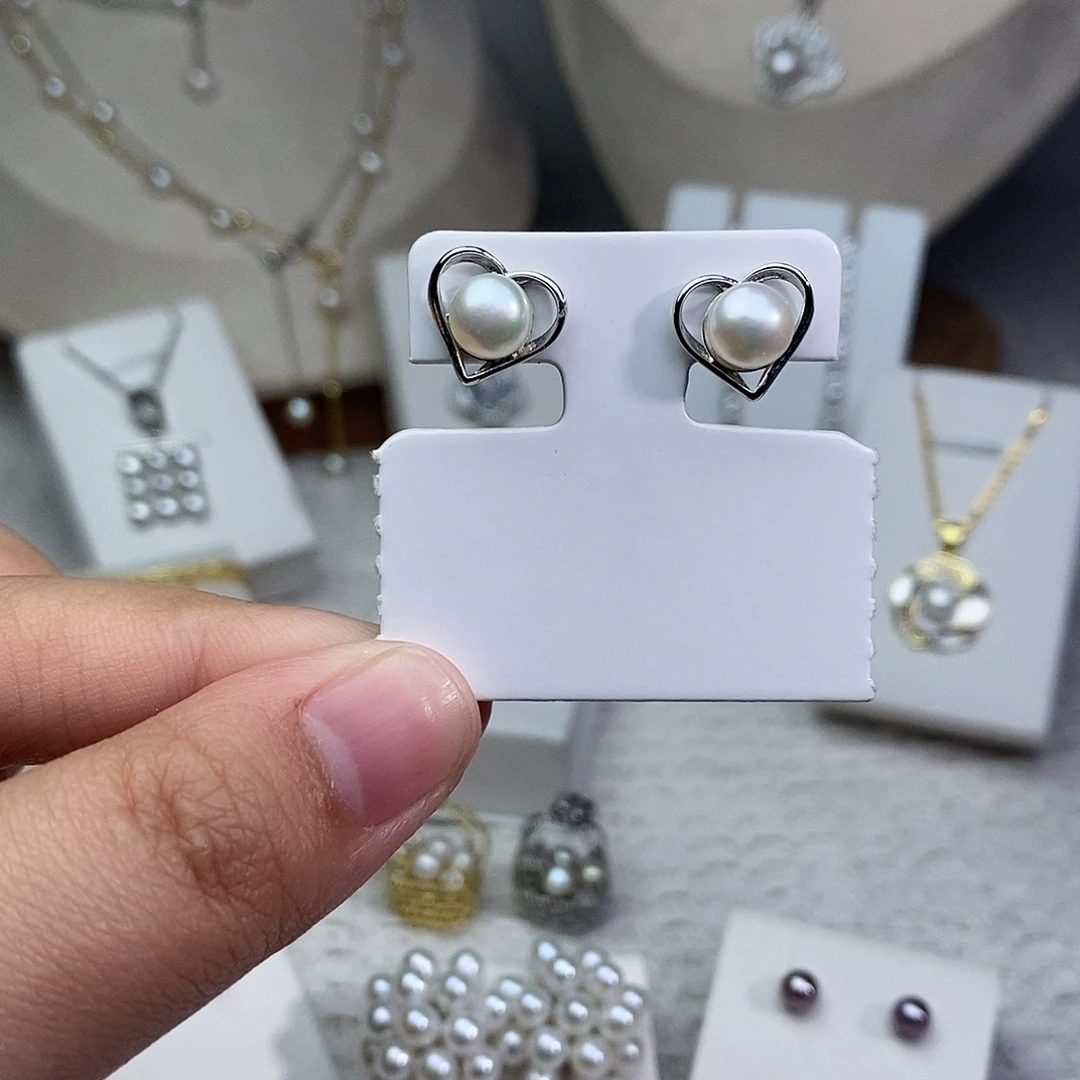 淡水珍珠银S925镶嵌耳饰