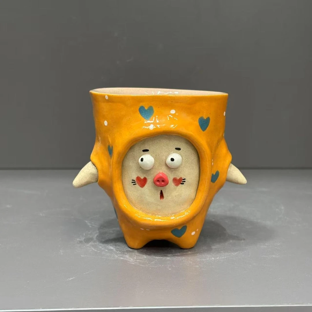 695立体橙色手工水杯