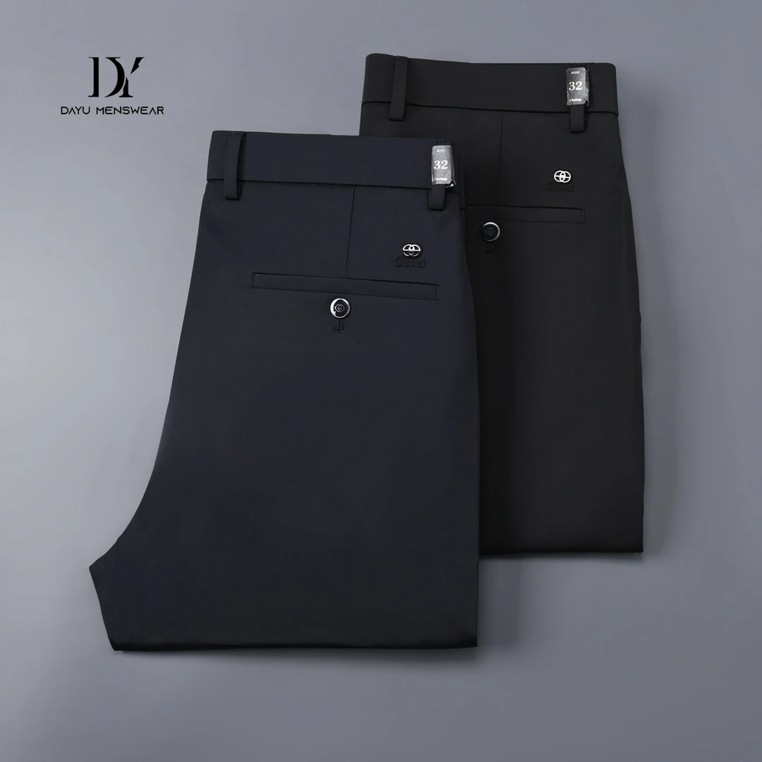 【DY家】夏季男士轻奢精纺横纹静版商务休闲直筒裤7709